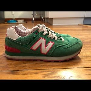 Green New Balance trainers